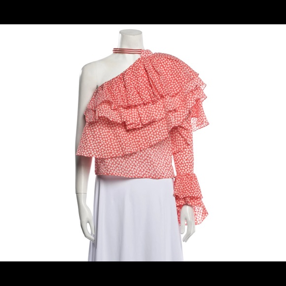 Rosie Assoulin Cork Screw One Shoulder Ruffle Top NWT - Picture 7 of 10